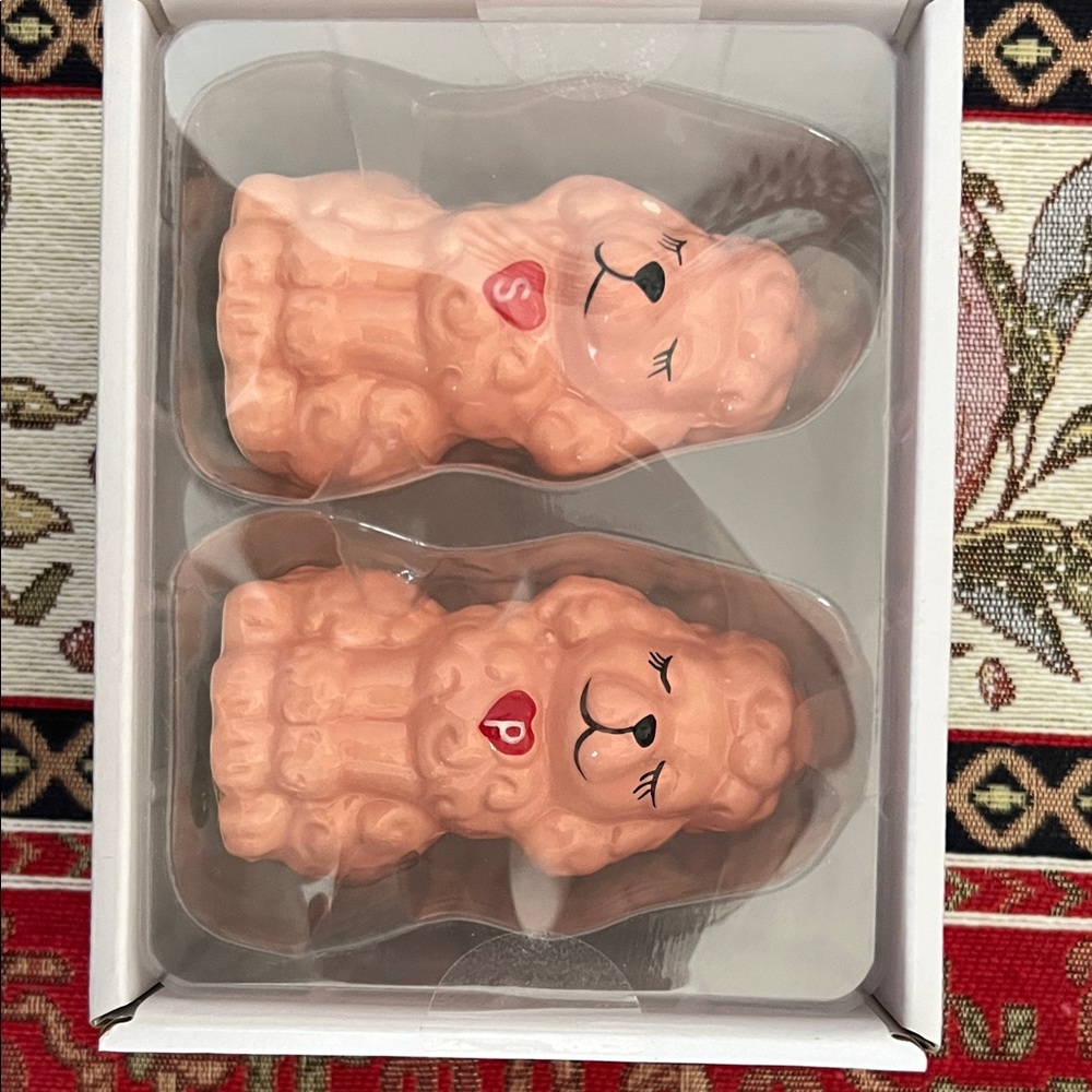 Charming Pink Poodle Salt and Pepper Shakers